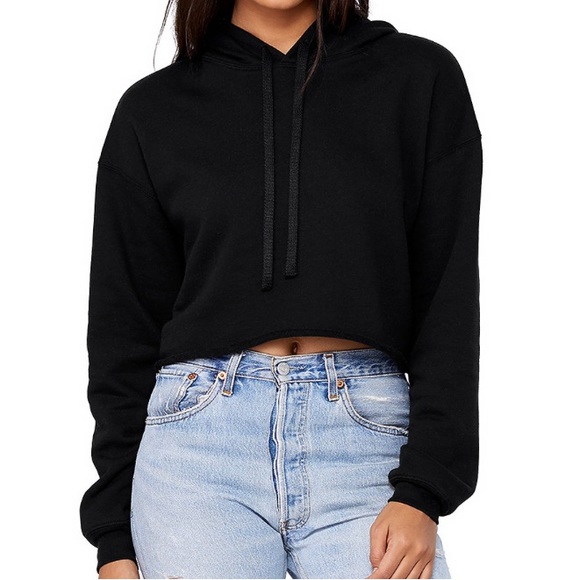 Women’s Bella + Canvas Fleece Black Plant Graphic Crop Sweatshirt L - Picture 11 of 12